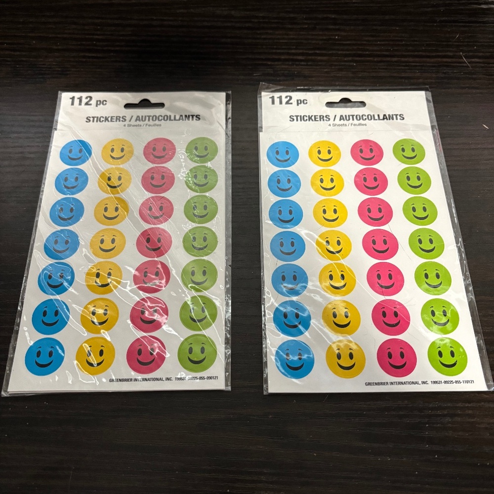 Smile face stickers x 2